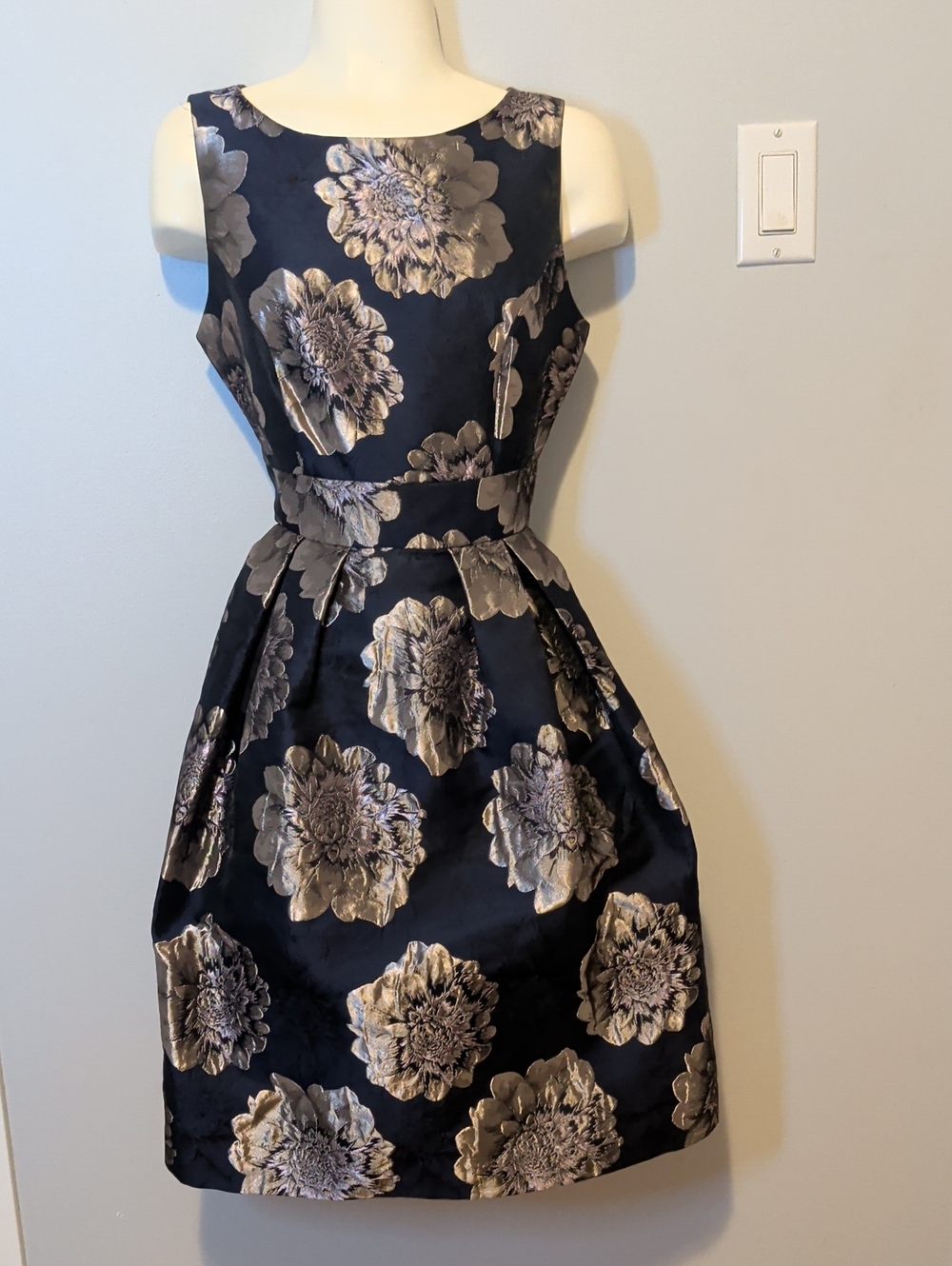 Elegant Black Floral Fit-and-Flare Dress